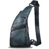 imageGenuine Leather Sling Bag for Men Vintage Handmade Crossbody Daypack Hiking Backpack Retro Crossbody Shoulder Bags LightCoffeeGrey