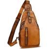 imageGenuine Leather Sling Bag for Men and Women Real Leather Shoulder Crossbody Bag Chest Bag Sling Backpack PurseBrown