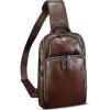imageGenuine Leather Sling Bag for Men and Women Vintage Leather Sling Backpack Crossbody Bag Chest purse for 11 Inch Ipad ProCoffee