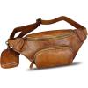 imageGenuine Leather Waist Bag Hip Bag Fanny Packs for Women and Men Real Leather Fanny Bag Sling Bag Crossbody Bags Chest Purses BrownBrown