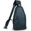 imageLRTO Genuine Leather Silng Bag for Men and Women Fashion Real Leather Sling Backpack Shoulder Crossbody Bag Chest PurseNavyblue