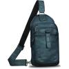 imageLRTO Genuine Leather Silng Bag for Men and Women Retro Leather Sling Backpack Purse Shoulder Crossbody Bag Chest BagNavyblue