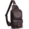 imageLRTO Genuine Leather Sling Bag Crossbody Motorcycle Bag Handmade Hiking Chest Daypack Retro Shoulder Backpack BrownCoffee