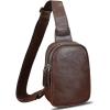 imageLRTO Genuine Leather Sling Bag for Women Small Crossbody Purse Handmade Daypack Retro Shoulder Backpack Vintage Chest Pack BrownCoffee