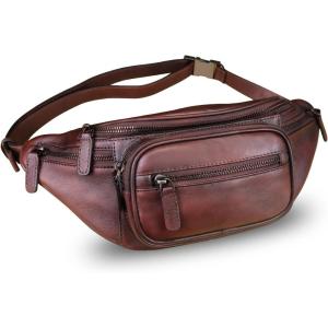 imageGenuine Leather Fanny Pack for Women and Men Leather Waist Bag Fashion Sling Bag Shoulder Crossbody Bag Sling Backpack CoffeeCoffee