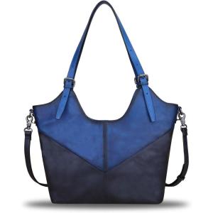 imageGenuine Leather Handbags for Women Purses Retro Satchel Vintage Handmade Shoulder Bag Cowhide Top Handle Handbag TotesBluegrey