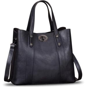 imageGenuine Leather Handbags for Women Satchel Purses Vintage Handmade Shoulder Bag Cowhide Top Handle Handbag TotesDarkgrey