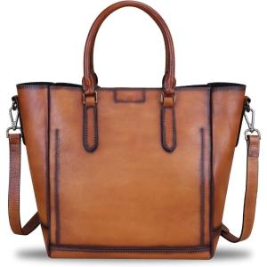 imageGenuine Leather Handbags for Women Vintage Handmade Tote Purse Cowhide Shoulder Bag Satchel TopHandle Bags for LadiesBrown
