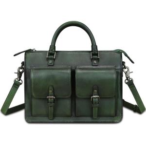 imageGenuine Leather Satchel Purse for Women Vintage Handmade Top Handle Handbag Retro Messenger Crossbody BagGreen