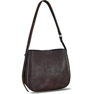 imageGenuine Leather Satchel Shoulder Bag for Women Vintage Handmade Handbag Retro Designer Hobo Bag Crossbody PurseeCoffee
