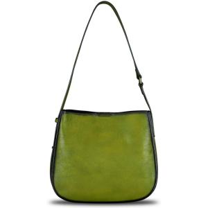 imageGenuine Leather Satchel Shoulder Bag for Women Vintage Handmade Handbag Retro Designer Hobo Bag Crossbody PurseeGreen