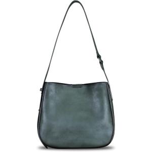 imageGenuine Leather Satchel Shoulder Bag for Women Vintage Handmade Handbag Retro Designer Hobo Bag Crossbody PurseeGrey