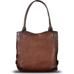 imageGenuine Leather Shoulder Bag Purse for Women Retro Top Handle Bags Handmade Vintage Crossbody Tote Handbags PurseCoffee