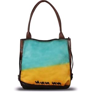 imageGenuine Leather Shoulder Bag Purse for Women Retro Top Handle Bags Handmade Vintage Crossbody Tote Handbags PurseCoffeepattern