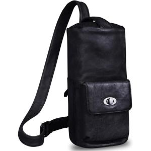 imageGenuine Leather Silng Bag for Men and Women Large Real Leather Sling Backpack Shoulder Crossbody Bag Chest PurseDarkgrey