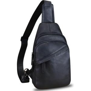 imageGenuine Leather Silng Bag for Men and Women Vintage Leather Sling Backpack Fashion Shoulder Crossbody Bag Chest PurseDarkgray