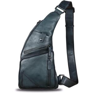 imageGenuine Leather Sling Bag for Men Vintage Handmade Crossbody Daypack Hiking Backpack Retro Crossbody Shoulder Bags LightCoffeeGrey