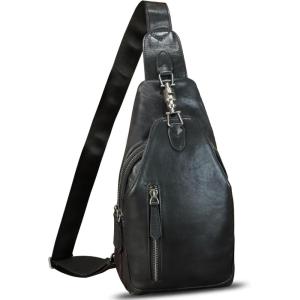 imageGenuine Leather Sling Bag for Men and Women Real Leather Shoulder Crossbody Bag Chest Bag Sling Backpack PurseDarkgrey
