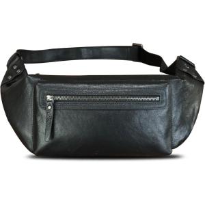 imageLRTO Genuine Leather Fanny Pack for Men and Women Waist Bag Hip Bag Real Leather Fanny Bag Sling Bag Crossbody Bags Chest Purses Brown LRTO15023Black