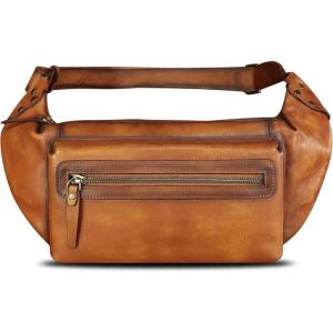 imageLRTO Genuine Leather Fanny Pack for Men and Women Waist Bag Hip Bag Real Leather Fanny Bag Sling Bag Crossbody Bags Chest Purses Brown LRTO15023Brown