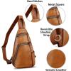 imageGenuine Leather Silng Bag for Men and Women Vintage Leather Sling Backpack Purse Shoulder Crossbody Bag Chest BagBrown