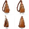 imageGenuine Leather Silng Bag for Men and Women Vintage Leather Sling Backpack Purse Shoulder Crossbody Bag Chest BagBrown