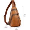 imageGenuine Leather Silng Bag for Men and Women Vintage Leather Sling Backpack Purse Shoulder Crossbody Bag Chest BagBrown