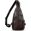 imageGenuine Leather Silng Bag for Men and Women Vintage Leather Sling Backpack Purse Shoulder Crossbody Bag Chest BagCoffee