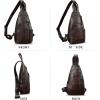 imageGenuine Leather Silng Bag for Men and Women Vintage Leather Sling Backpack Purse Shoulder Crossbody Bag Chest BagCoffee