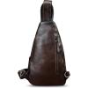imageGenuine Leather Silng Bag for Men and Women Vintage Leather Sling Backpack Purse Shoulder Crossbody Bag Chest BagCoffee