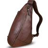 imageGenuine Leather Silng Bag for Women and Men Vintage Leather Sling Backpack Shoulder Crossbody Bag Chest PursesCoffee