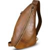imageGenuine Leather Silng Bag for Women and Men Vintage Leather Sling Backpack Shoulder Crossbody Bag Chest PursesDarkbrown