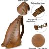 imageGenuine Leather Silng Bag for Women and Men Vintage Leather Sling Backpack Shoulder Crossbody Bag Chest PursesDarkbrown