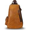 imageGenuine Leather Sling Bag Crossbody Purse Handmade Hiking Daypack Motorcycle Bag Retro Shoulder Backpack Vintage Chest Pack CoffeeBrown
