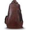 imageGenuine Leather Sling Bag Crossbody Purse Handmade Hiking Daypack Motorcycle Bag Retro Shoulder Backpack Vintage Chest Pack CoffeeCoffee