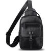 imageGenuine Leather Sling Bag for Men Crossbody Backpack Handmade Hiking Daypack Motorcycle Chest Shoulder Purses BrownBlack