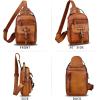 imageGenuine Leather Sling Bag for Men Crossbody Backpack Handmade Hiking Daypack Motorcycle Chest Shoulder Purses BrownBrown