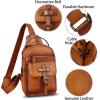 imageGenuine Leather Sling Bag for Men Crossbody Backpack Handmade Hiking Daypack Motorcycle Chest Shoulder Purses BrownBrown