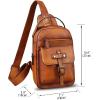 imageGenuine Leather Sling Bag for Men Crossbody Backpack Handmade Hiking Daypack Motorcycle Chest Shoulder Purses BrownBrown