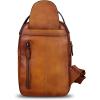 imageGenuine Leather Sling Bag for Men Crossbody Backpack Handmade Hiking Daypack Motorcycle Chest Shoulder Purses BrownBrown