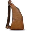 imageGenuine Leather Sling Bag for Men Vintage Handmade Crossbody Daypack Hiking Backpack Retro Crossbody Shoulder Bag