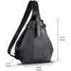 imageGenuine Leather Sling Bag for Men and Women Large Real Leather Sling Backpack Shoulder Crossbody Bag Chest BagsBlack