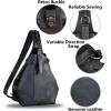 imageGenuine Leather Sling Bag for Men and Women Large Real Leather Sling Backpack Shoulder Crossbody Bag Chest BagsBlack
