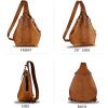 imageGenuine Leather Sling Bag for Men and Women Large Real Leather Sling Backpack Shoulder Crossbody Bag Chest BagsBrown