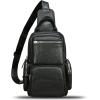 imageGenuine Leather Sling Bag for Men and Women Vintage Leather Sling Backpack Purse Chest Bag Over Shoulder Crossbody BagBlack