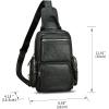 imageGenuine Leather Sling Bag for Men and Women Vintage Leather Sling Backpack Purse Chest Bag Over Shoulder Crossbody BagBlack