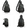 imageGenuine Leather Sling Bag for Men and Women Vintage Leather Sling Backpack Purse Chest Bag Over Shoulder Crossbody BagBlack