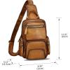 imageGenuine Leather Sling Bag for Men and Women Vintage Leather Sling Backpack Purse Chest Bag Over Shoulder Crossbody BagBrown