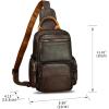 imageGenuine Leather Sling Bag for Men and Women Vintage Leather Sling Backpack Purse Chest Bag Over Shoulder Crossbody BagCoffee