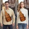 imageGenuine Leather Sling Bag for Men and Women Vintage Leather Sling Backpack Purse Chest Bag Over Shoulder Crossbody BagCoffee